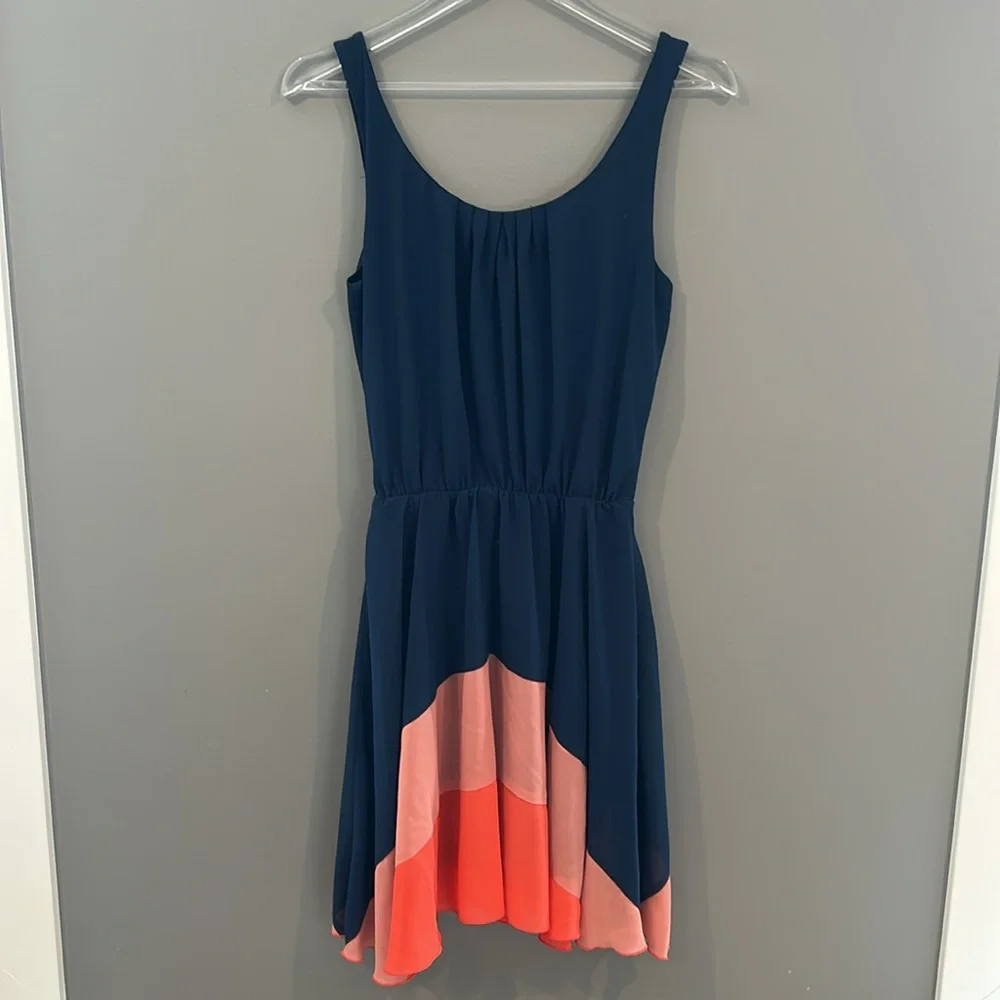 Twik Navy and peach Colorblock Dress size S - Picture 3 of 3
